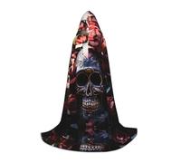 WZYCWB Mantello con cappuccio con stampa di scheletro floreale con rosa, costume cosplay, Halloween e feste anime, taglia L