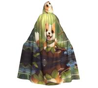 WZYCWB Mantello con cappuccio per adulti Happy sitting dog - Perfetto per feste di Halloween, cosplay, spettacoli teatrali e riunioni a tema.