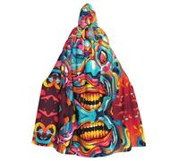 WZYCWB Mantello con cappuccio per Halloween con volto di graffiti, mantello unisex alla moda adatto per feste cosplay di Halloween