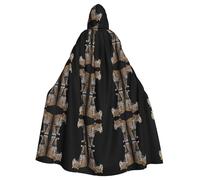 WZYCWB Mantello con cappuccio stampato a righe Jaguar adatto per feste in maschera, feste di Halloween cosplay