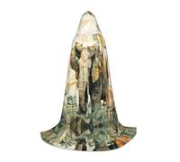 WZYCWB Mantello con cappuccio stampato con elefanti forti, costume per cosplay, Halloween e feste anime, taglia M