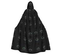 WZYCWB Mantello con cappuccio stampato con gattino dagli occhi verdi, adatto per feste in maschera, feste di Halloween e cosplay