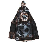 WZYCWB Mantello con cappuccio stampato con ingranaggi meccanici, perfetto per feste di Halloween, spettacoli teatrali e servizi fotografici.