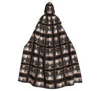 WZYCWB Mantello con cappuccio stampato con montagne e fiumi lontani adatto per feste in maschera, feste di Halloween cosplay
