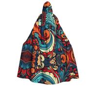 WZYCWB Mantello con cappuccio stampato con motivi vivaci, perfetto per feste di Halloween, spettacoli teatrali e servizi fotografici.