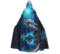 WZYCWB Mantello con cappuccio stampato con tartarughe sulla parata: perfetto per feste di Halloween, spettacoli teatrali e servizi fotografici.