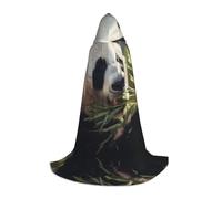 WZYCWB Mantello con cappuccio stampato in bambù con panda che mangia il bambù, perfetto per costumi da maghi e giochi di ruolo (S-L)