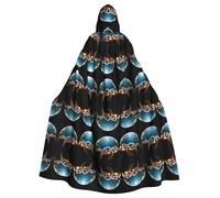 WZYCWB Mantello con cappuccio stampato tartaruga tropicale adatto per feste in maschera, feste di Halloween cosplay oggetti di scena