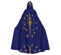 WZYCWB Mantello con stampa bandiera dello stato dell'Indiana per adulti, mantello con cappuccio per Halloween, unisex, per Halloween, carnevale, feste in maschera, giochi di ruolo