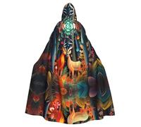 WZYCWB Mantello da ballo con motivo cervo dipinto, abito da mago esteso per adulti, costume in maschera, abito da festa a tema carnevale