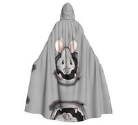 WZYCWB Mantello da ballo grigio con motivo ratto, abito da mago esteso per adulti, costume in maschera, abito da festa a tema carnevale