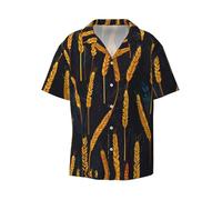 WZYCWB Many Ears of Wheat, camicia da uomo a maniche corte, casual, con bottoni, per vacanze e spiaggia, Nero, 4XL