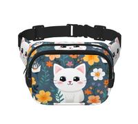 WZYCWB Marsupio sportivo con adesivi per gattini, borsa a tracolla alla moda e alla moda, piccola borsa da viaggio leggera