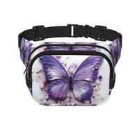 WZYCWB Marsupio sportivo con farfalla con pittura a olio viola, borsa a tracolla alla moda e alla moda, piccola borsa da viaggio leggera
