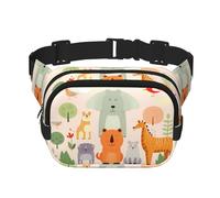 WZYCWB Marsupio sportivo con molti simpatici animali dei cartoni animati, borsa a tracolla alla moda e alla moda, piccola borsa da viaggio leggera