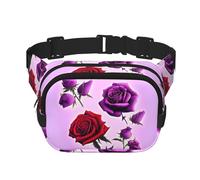 WZYCWB Marsupio sportivo con rose rosse e viola, borsa a tracolla alla moda e alla moda, piccola borsa da viaggio leggera