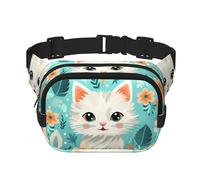 WZYCWB Marsupio sportivo con stampa gattino, borsa a tracolla alla moda e alla moda, piccola borsa da viaggio leggera