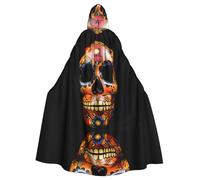 WZYCWB Maschere del giorno dei morti Mantello con cappuccio fantasia per adulti adatto per riunioni di famiglia, spettacoli teatrali, cosplay e feste di Halloween