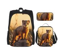 WZYCWB Meerkats - Set zaino (3 pezzi) - borsa per la scuola per studenti + astuccio + borsa per il pranzo, zaino di grande capacità