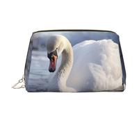 WZYCWB Meravigliosa borsa per cosmetici in pelle stampata su strada, elegante e portatile, Cigno bianco che gioca in acqua, Taglia unica