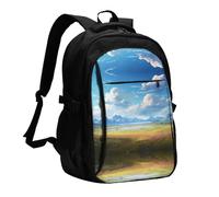 WZYCWB Meraviglioso zaino per laptop con motivo stradale con porta USB, progettato per uomini d'affari, Prateria spalancata., Taglia unica