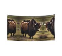 WZYCWB Mighty Highland Yak - Bandiera da appendere per eventi e feste, 70 x 35, per interni ed esterni