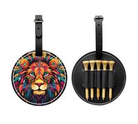 WZYCWB Mighty Lion - Borsa portaoggetti con stampa speciale per tee da golf, design portatile con fibbia da appendere, Nero , Taglia unica, Valigia