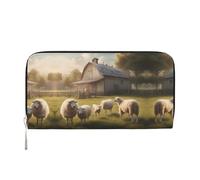 WZYCWB molti dollari dei cartoni animati pochette in pelle portafogli con cerniera e porta carte sono perfetti per i viaggi o l'uso quotidiano, Un sacco di pecore carine, Taglia unica