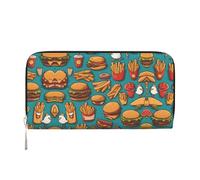WZYCWB molti dollari dei cartoni animati pochette in pelle portafogli con cerniera e porta carte sono perfetti per i viaggi o l'uso quotidiano, Un sacco di patatine fritte Cartoon Burger, Taglia unica