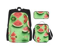 WZYCWB Molti pezzi di anguria scuola borsa + astuccio + borsa pranzo combinazione zaino adatto per tutti i giorni pendolari