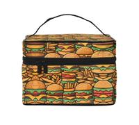 WZYCWB molti simpatici hamburger grande borsa cosmetica da donna, borsa cosmetica portatile di grande capacità, borsa cosmetica da viaggio per ragazze, nera, taglia unica, nera, taglia unica, Nero
