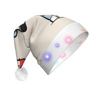 WZYCWB Mondrian astrattismo piccolo animale adulto cappelli di Babbo Natale, peluche Capodanno Natale festa regali, unisex Capodanno luce LED cappelli di Babbo Natale