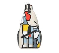 WZYCWB Mondrian - Borsa a tracolla multifunzione con motivo astrattismo, adatta per escursioni casual, unisex, comodo zaino da viaggio, nero, taglia unica, colore nero, Nero , Taglia unica