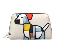 WZYCWB Mondrian - Borsa cosmetica da viaggio, in pelle, con motivo astrattismo di piccoli animali, portatile, grande capacità, con tasche, colore bianco, taglia unica