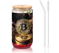 WZYCWB Monete con coperchio in bambù stampato B per caffè freddo e caldo, tè al latte e birra. Un elegante bicchiere d'acqua.