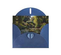 WZYCWB Monet's Garden - Biglietti di auguri in carta perlescente blu stampata, 15 x 10 cm, con buste per compleanni, matrimoni e condoglianze