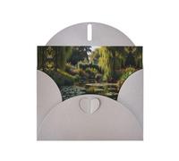 WZYCWB Monet's Garden - Biglietti di auguri stampati in carta perlescente grigia, 15 x 10 cm, con buste per compleanni, matrimoni e condoglianze