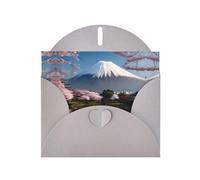 WZYCWB Monte Fuji all'inizio della primavera Biglietti di Natale stampati grigi, inviti di nozze, squisiti biglietti con busta