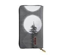 WZYCWB Moon Pine Tree Portafoglio in pelle, scomparto con cerniera grande capacità, buon regalo per gli amici, pochette lunga 19,1 x 10,4 cm, nero, taglia unica, nero, taglia unica, Nero , Taglia