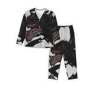 WZYCWB Mutant Bat Print Set pigiama da donna, elegante e caldo, comodo pigiama per la casa, Nero , M