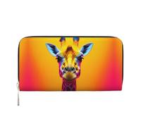 WZYCWB Neon Giraffe Head stampato portafoglio con cerniera perfetto per viaggi, affari e uso quotidiano. Contiene telefoni cellulari e contanti.