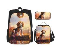 WZYCWB Nerdy Beagle - Zaino da scuola + astuccio + borsa portapranzo, adatto per tutti i giorni