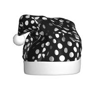 WZYCWB Nero e bianco ondulato puntini adulti cappello di Natale, unisex, Babbo Natale, Halloween, festa di vacanza adulto peluche cappello di Natale