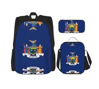 WZYCWB New York Flag Campus Life zaino set (3 pezzi) - borsa per la scuola + astuccio + borsa per il pranzo, soddisfa tutte le esigenze quotidiane degli studenti!, nero, taglia unica, nero, taglia
