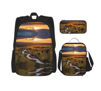 WZYCWB Nice Sunsets - Zaino da scuola + astuccio + borsa portapranzo combinata, adatto per gli spostamenti quotidiani