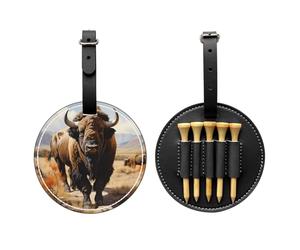 WZYCWB North American Bison Herd - Borsa portaoggetti per tee da golf, design portatile con fibbia da appendere, Nero , Taglia unica, Valigia