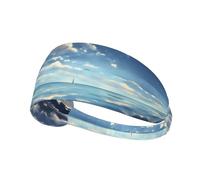 WZYCWB Nuvole bianche sopra il mare Fascia sportiva stampata, fascia sportiva traspirante, traspirante