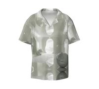 WZYCWB Optical White Noise - Camicia a maniche corte da uomo, casual, con bottoni, per vacanze, spiaggia, Nero, S