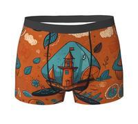 WZYCWB Orange House Boxer da uomo (S-XXL) - tessuto elastico leggero, traspirante, assorbe il sudore, free stretch, Nero, XXL
