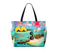 WZYCWB Paesaggio caraibico stampato borsa da viaggio spiaggia per nuoto e fitness/shopping al supermercato/vacanza al mare